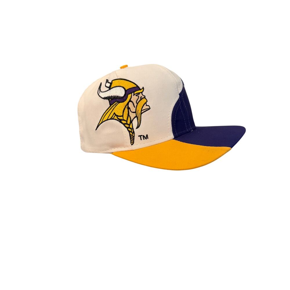 Vintage Logo 7 Minnesota Vikings Swirl Spellout Colorblock Hat NWT